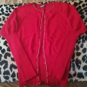 Benetton red women's cardigan, sz L